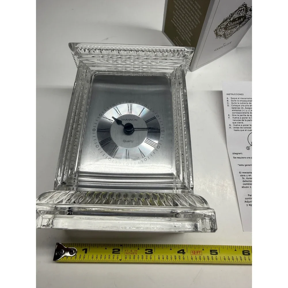 Shannon Crystal by Godinger Carriage Clock Lead Crystal Quartz Desk Mantle Clock
